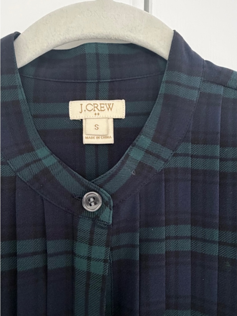 J.Crew Black Tartan Semi-Sheer Button Down blouse•preppy•academia•plaid•small